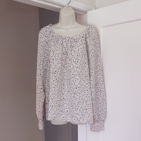 LOFT Cream and Black Speckled Blouse - Picture 1 of 7